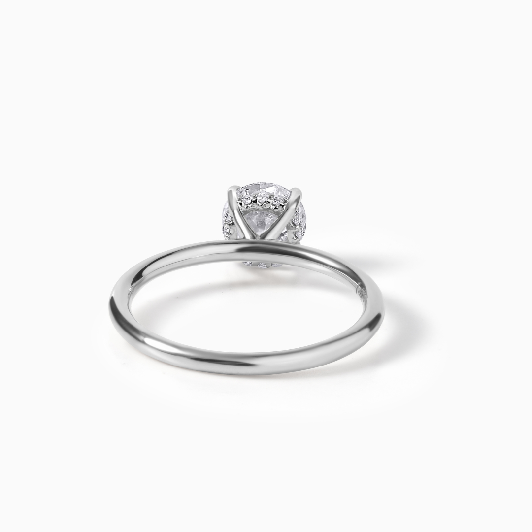 Moissanite Engagement Ring White Gold Four Prong Round Cut Center Stone Diamond Alternative Ethical Jewelry Sparkly Bridal Classic Design