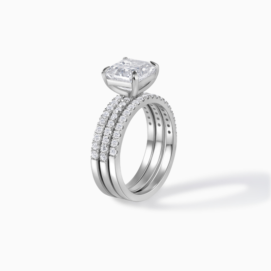 Asscher Moissanite Ring Silver Engagement Band Wedding Jewelry Bridal Accessory Elegant Statement Piece Square Cut Diamond Alternative Lab