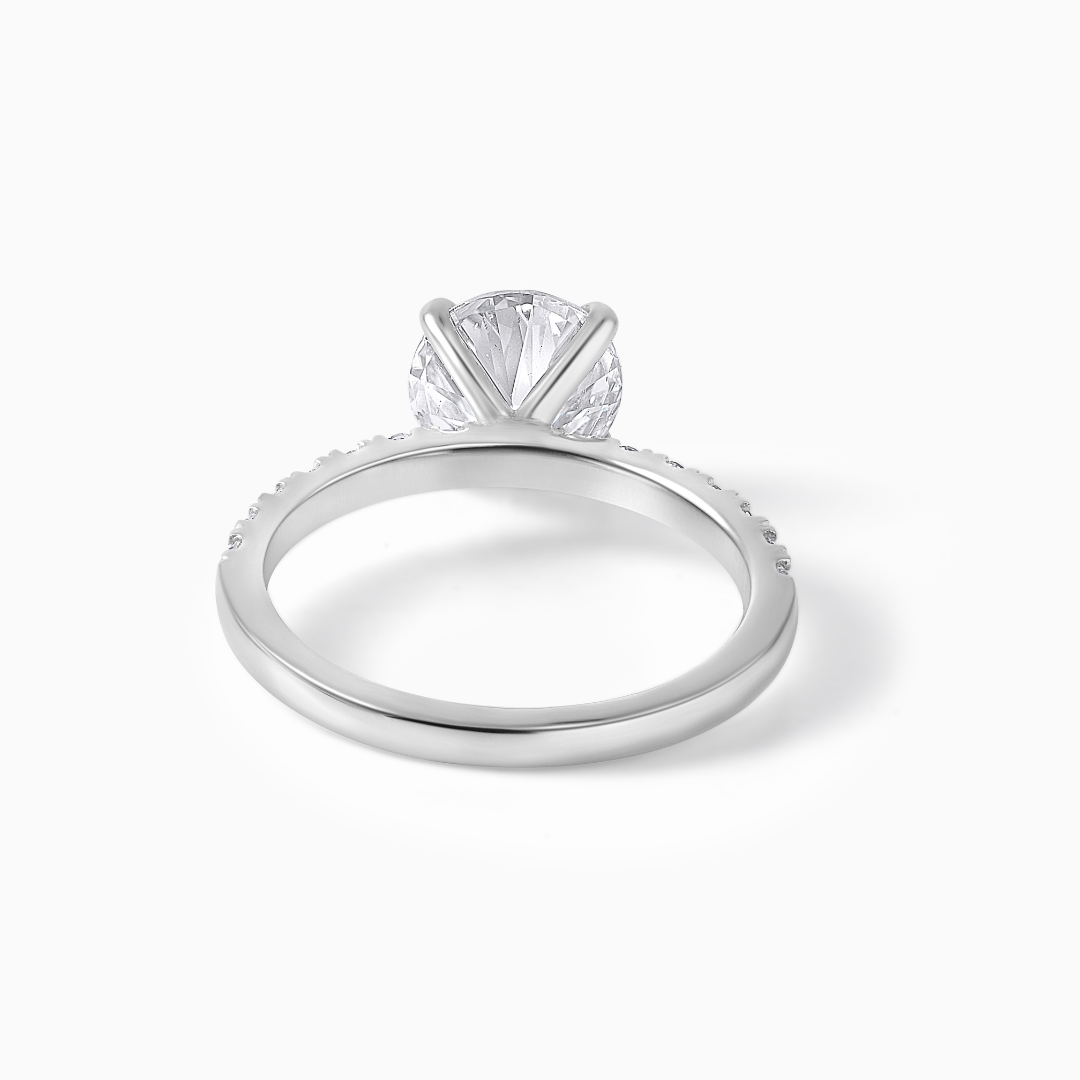 Sterling Silver Moissanite Engagement Ring: Round Brilliant Cut Diamond Alternative