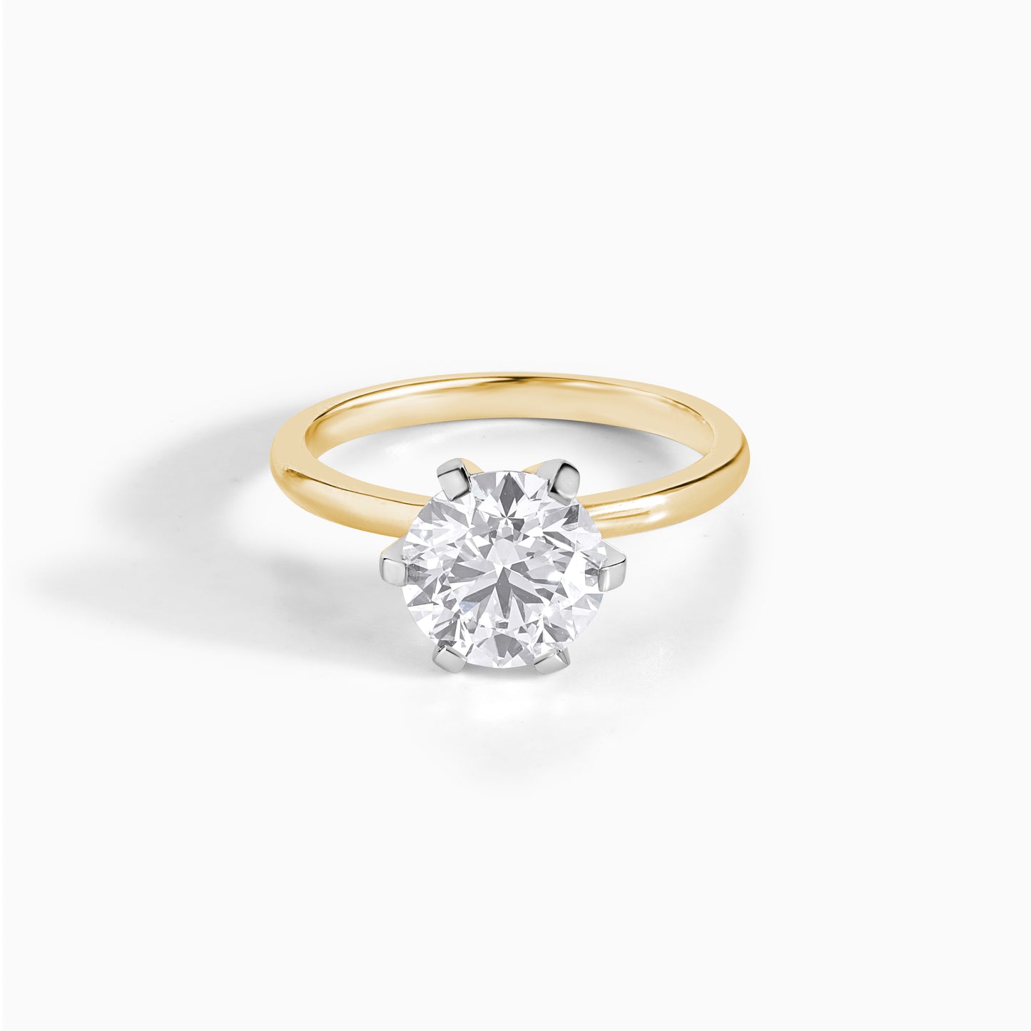 2 CT Round Moissanite 6 Prong Solitaire Ring