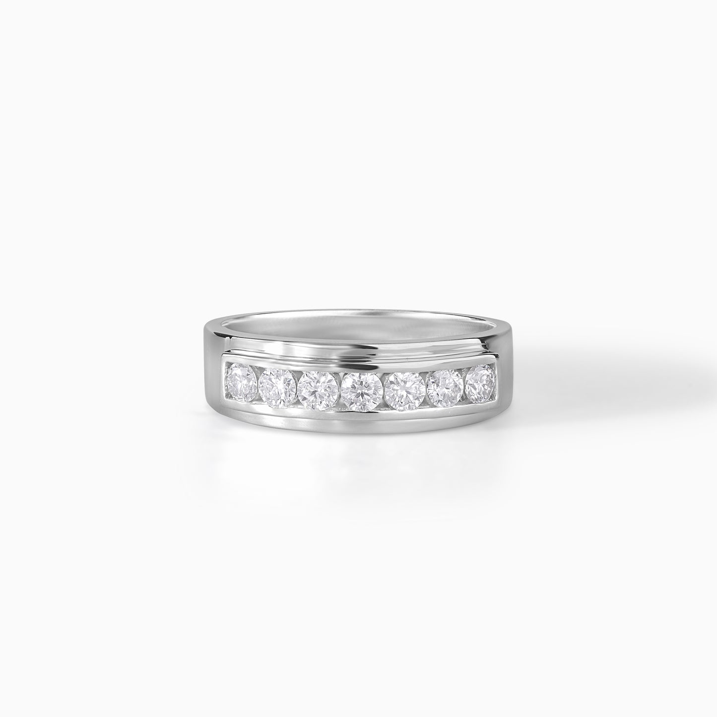 Channel Set Moissanite Wedding Band, 925 Silver Band