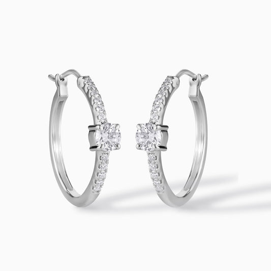Sterling Silver Moissanite Hoop Earrings