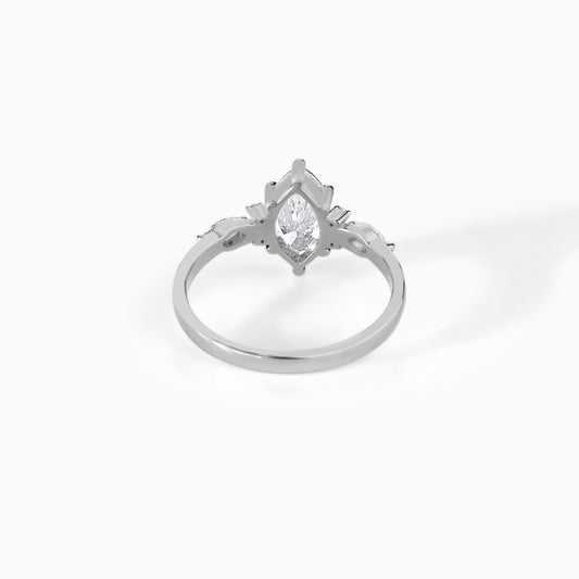 Marquise Moissanite Ring Sterling Silver Engagement Diamond Alternative Bridal Jewelry Wedding Band Anniversary Gift Elegant Design
