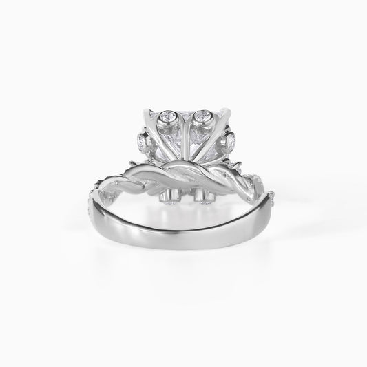 Moissanite Engagement Ring Princess Cut Three Carat Stone Infinity Band Twisted Vine Pave Design Bridal Jewelry Wedding Proposal Diamond