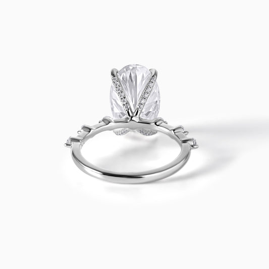 Oval Cut Engagement Ring 925 Sterling Silver Hidden Halo Ring Unique Prong Set Moissanite Elegant Promise Ring Wedding Jewelry Gift for Her