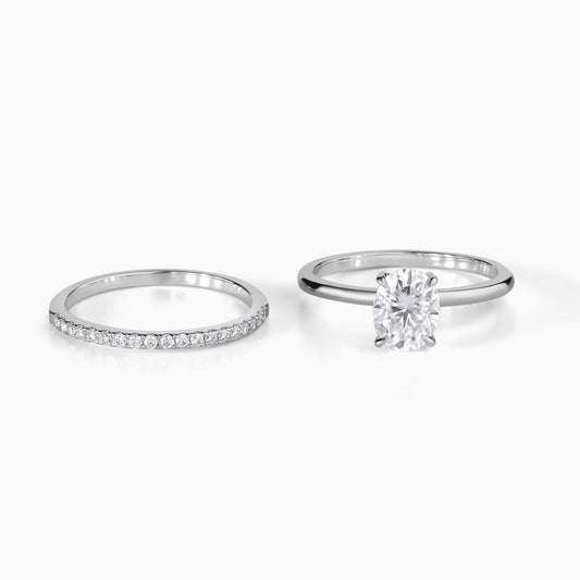 Oval Moissanite Ring Sterling Silver Engagement Ring Hidden Halo Wedding Band Matching Set Bridal Jewelry Wedding Gift Anniversary Present