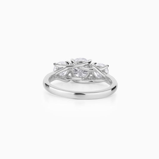 Three Stone Moissanite Engagement Ring, Round Cut Promise Ring, Classic Trilogy Ring, Anniversary Gift for Her, Timeless Bridal Jewelry