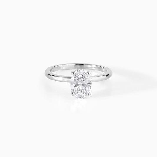 Oval Hidden Halo Moissanite Engagement Ring | 925 Sterling Silver Solitaire (2 Carat)