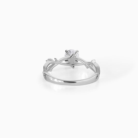 Nature Inspired Vine Engagement Ring, Round Cut Moissanite Ring, Unique Leaf Design Ring, Minimalist Bridal Ring, Organic Wedding Ring