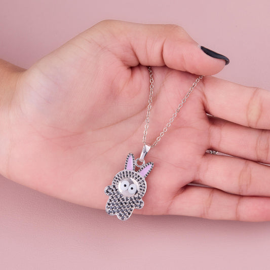 Black Moissanite Pendant Necklace Sterling Silver Round Brilliant Stone Chain Accessory