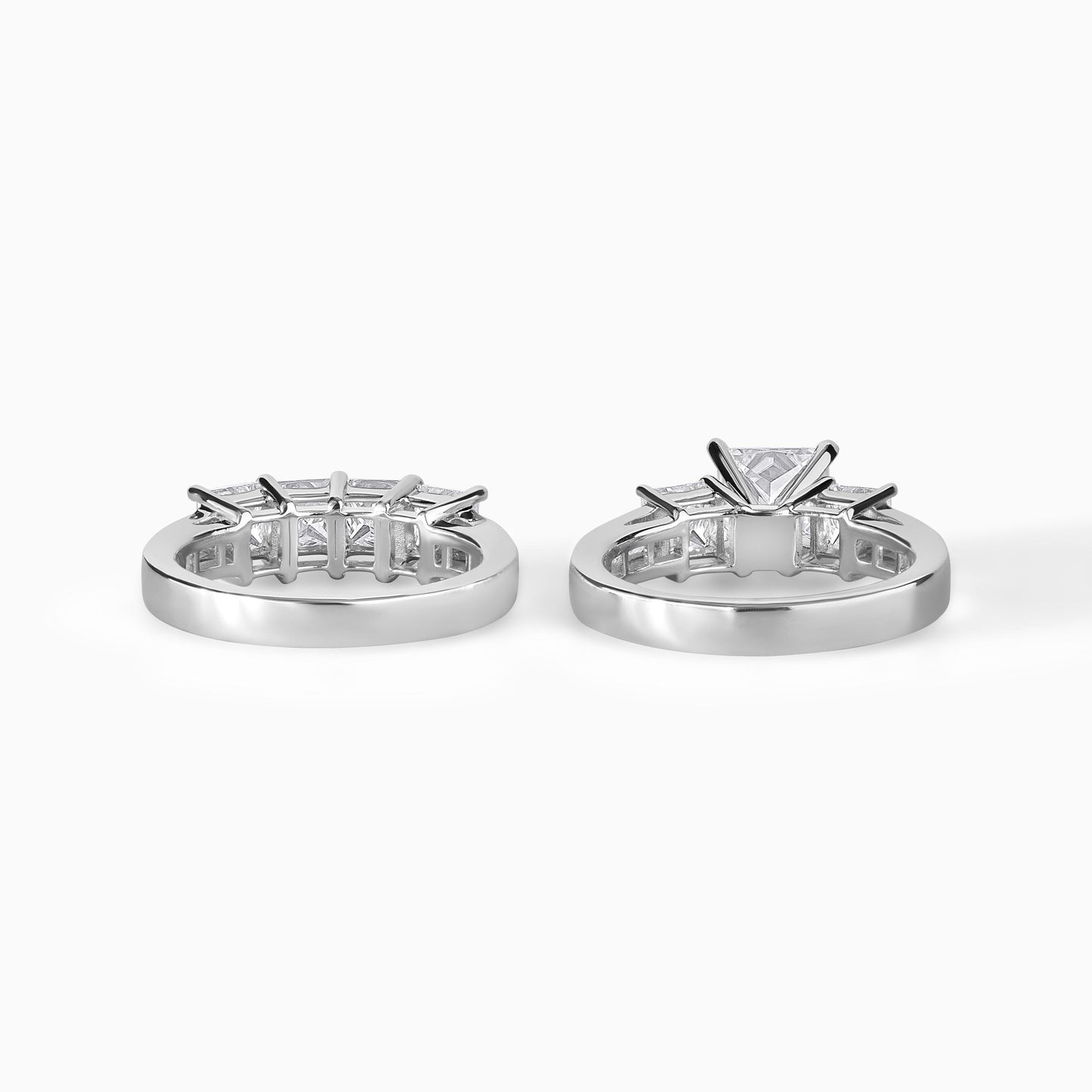 Sterling Silver Princess Cut Moissanite Engagement Wedding Ring Set Bridal Jewelry