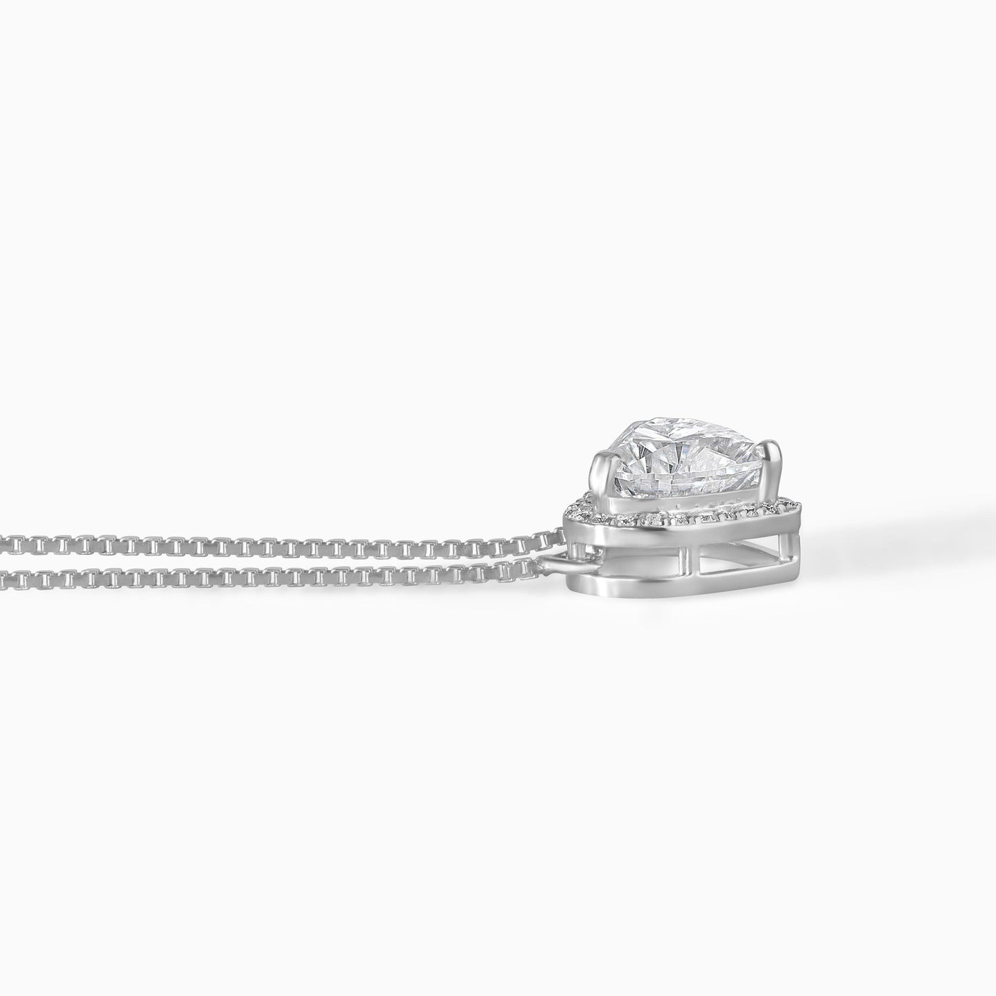 Heart Diamond Pendant Necklace | Silver Minimalist Diamond Pendant | Romantic Gift for Her | Dainty Jewellery | Valentine's Necklace