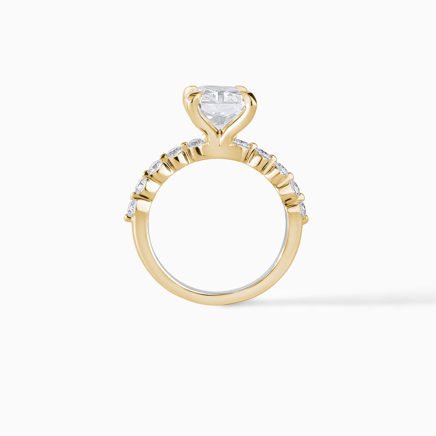 Radiant Cut Diamond Engagement Ring | Hidden Halo Silver Solitaire Ring | Pave Diamond Band | Minimalist Bridal Ring | Gift for Her