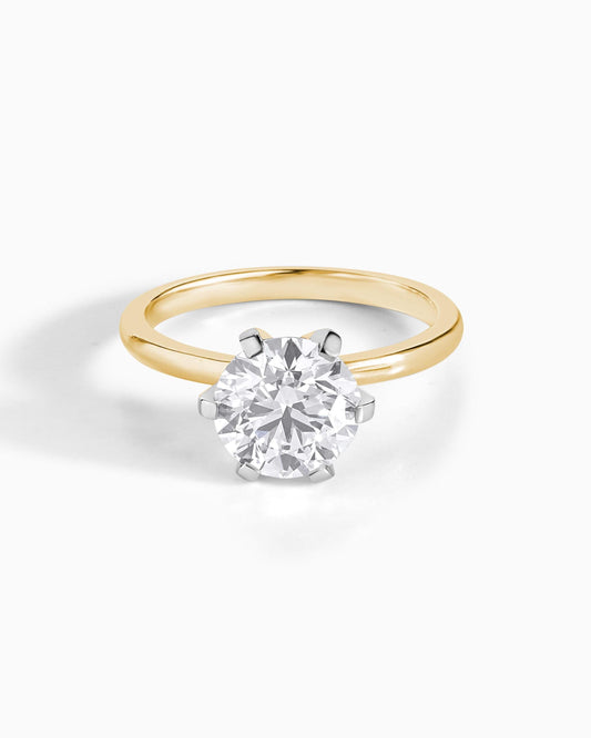 2 CT Round Moissanite 6 Prong Solitaire Ring