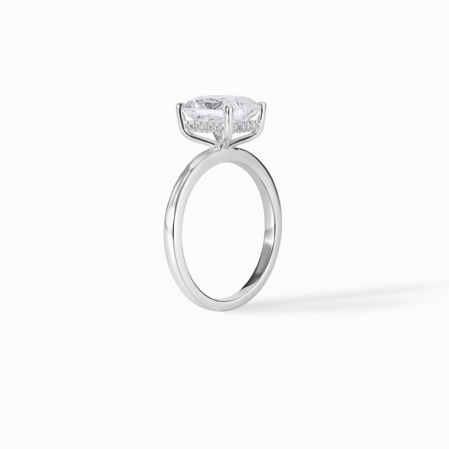 Radiant Cut Moissanite Engagement Ring, Dainty Solitaire Band, Minimalist Bridal Promise Ring