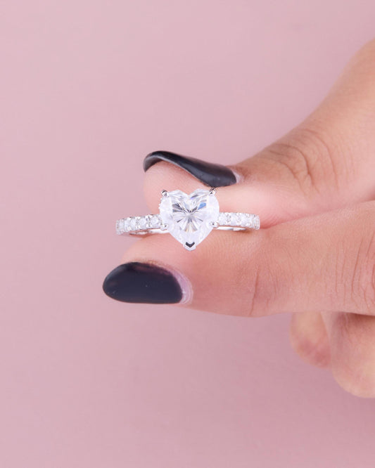 Heart Shaped Moissanite Ring | Heart Engagement Ring