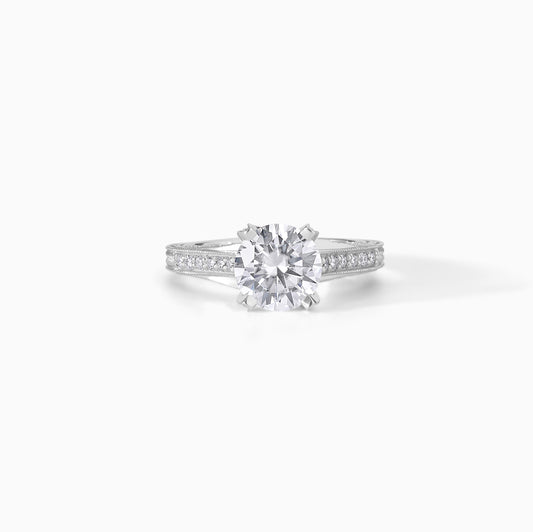 Moissanite Engagement Ring Sterling Silver Band Cathedral Wedding Jewelry Round Bridal Solitaire Women Promise Anniversary Gift Proposal Six