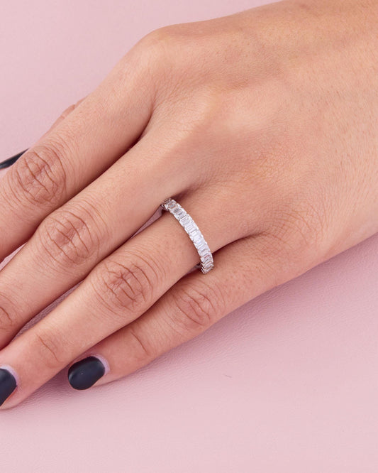Emerald Moissanite Eternity Wedding Band