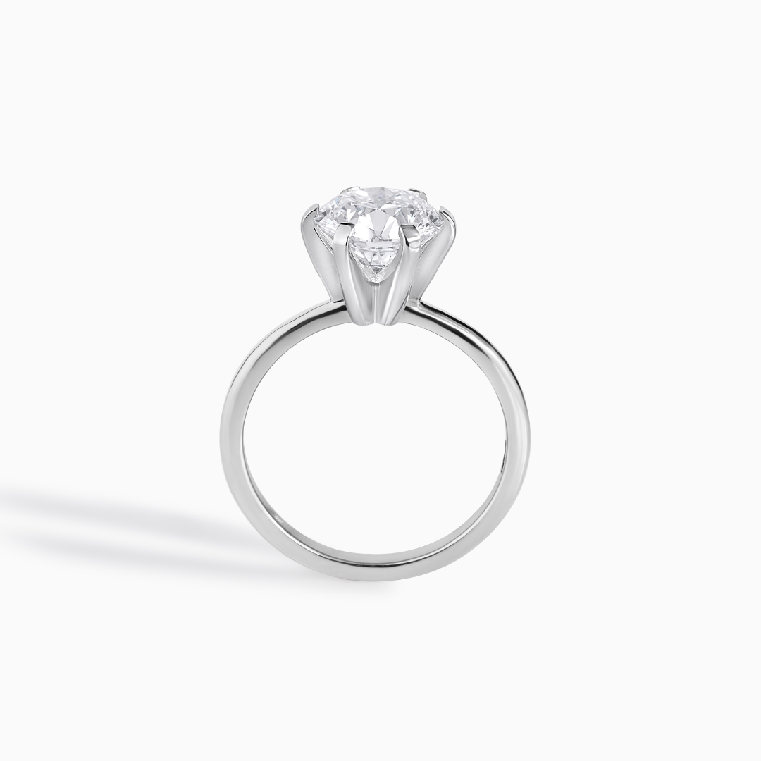 Moissanite Solitaire Ring Round Brilliant Cut Engagement Jewelry Wedding Proposal Classic Design Six Prong Setting Silver Luxury