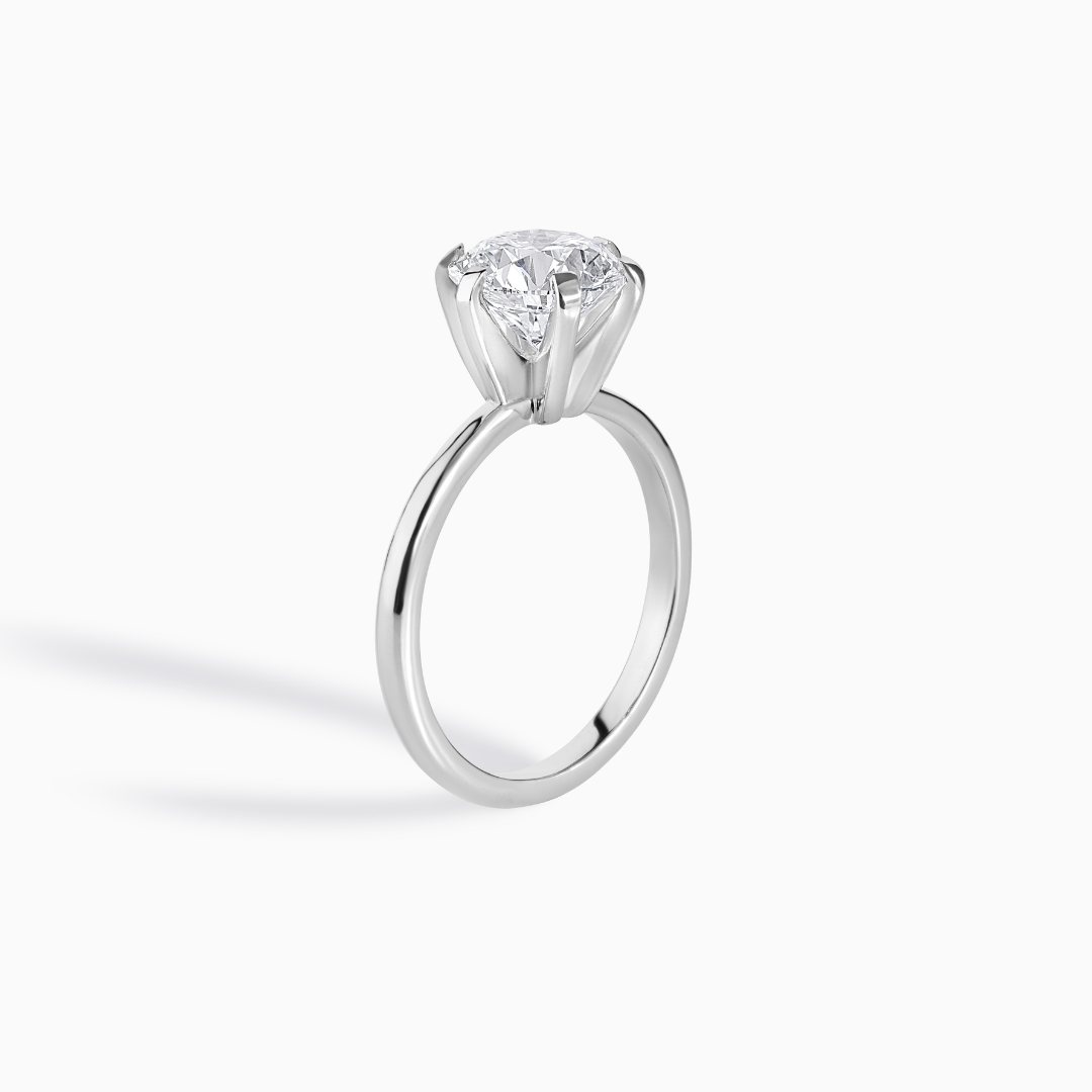 Moissanite Solitaire Ring Round Brilliant Cut Engagement Jewelry Wedding Proposal Classic Design Six Prong Setting Silver Luxury