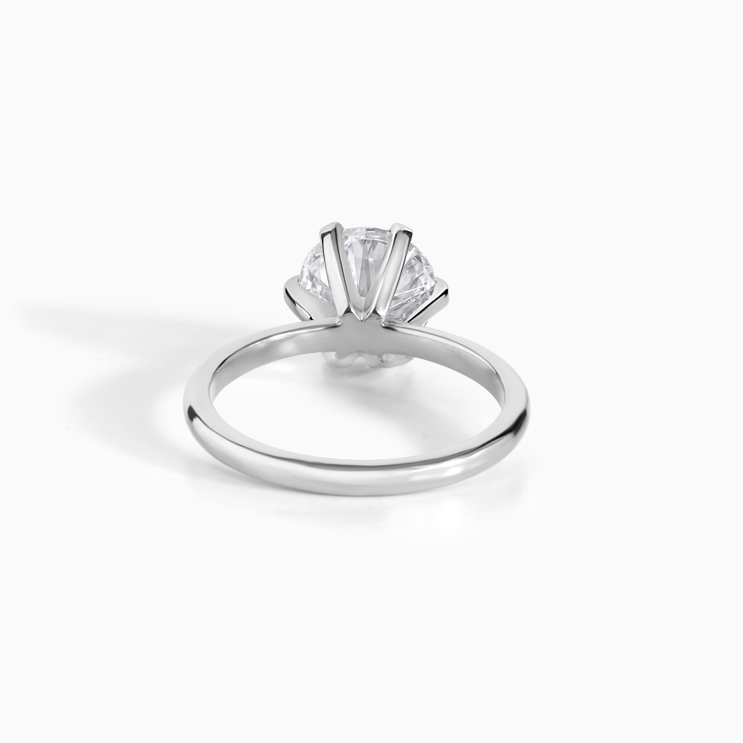 Moissanite Solitaire Ring Round Brilliant Cut Engagement Jewelry Wedding Proposal Classic Design Six Prong Setting Silver Luxury