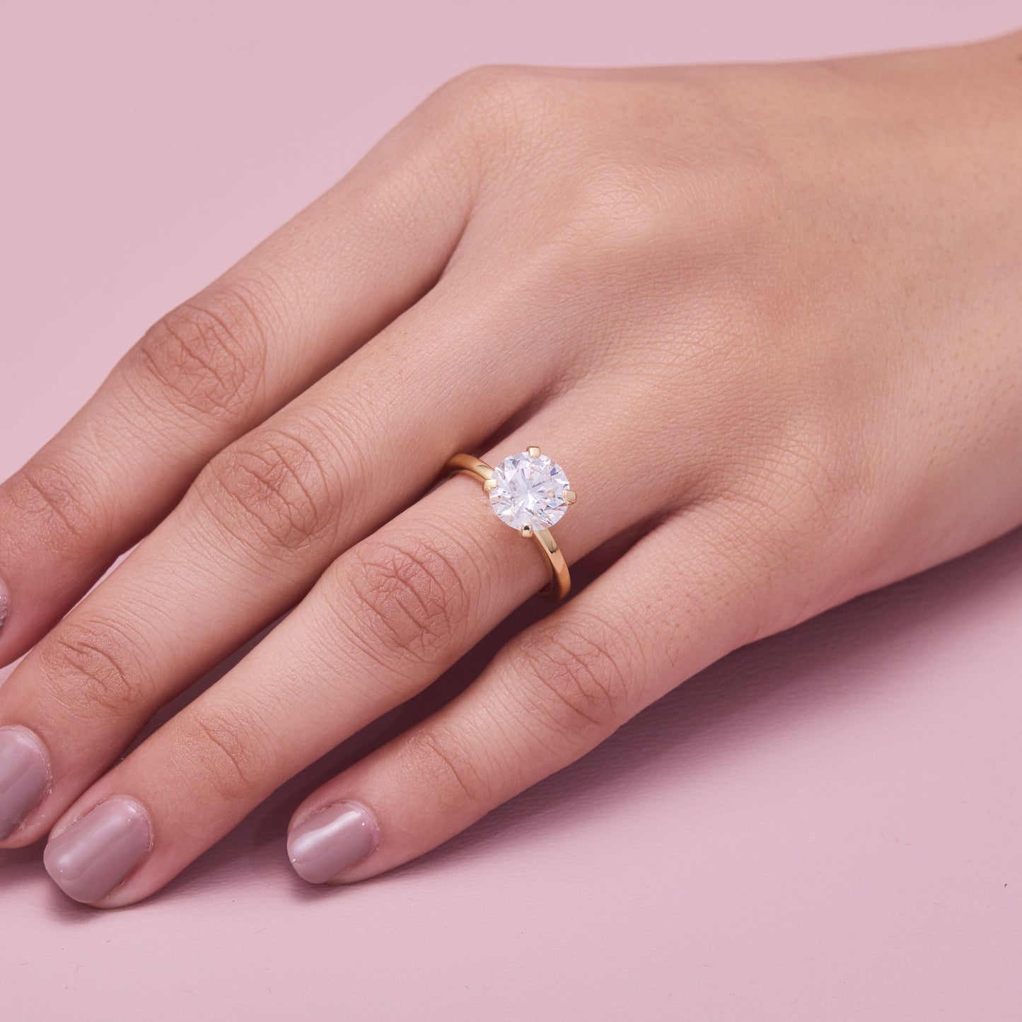 Lab-grown Diamond Solitaire Ring Solid Gold Engagement Round Cut Bridal Jewelry (2.00CT)