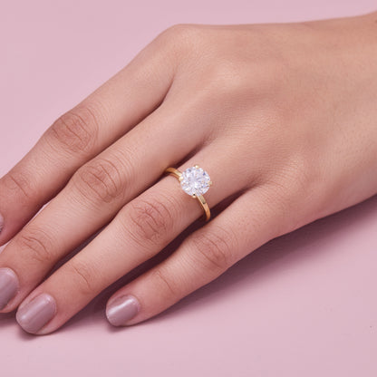 Lab-grown Diamond Solitaire Ring Solid Gold Engagement Round Cut Bridal Jewelry (2.00CT)