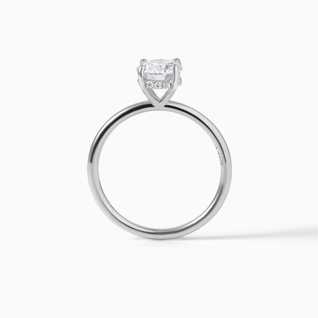 Moissanite Engagement Ring White Gold Four Prong Round Cut Center Stone Diamond Alternative Ethical Jewelry Sparkly Bridal Classic Design
