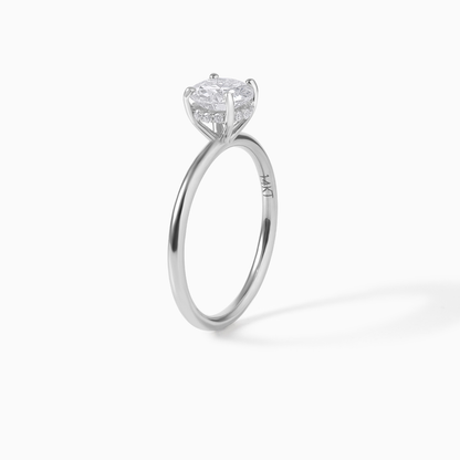 Moissanite Engagement Ring White Gold Four Prong Round Cut Center Stone Diamond Alternative Ethical Jewelry Sparkly Bridal Classic Design