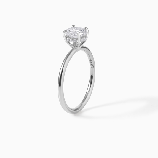 Moissanite Engagement Ring White Gold Four Prong Round Cut Center Stone Diamond Alternative Ethical Jewelry Sparkly Bridal Classic Design