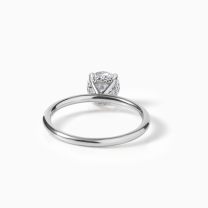 Moissanite Engagement Ring White Gold Four Prong Round Cut Center Stone Diamond Alternative Ethical Jewelry Sparkly Bridal Classic Design