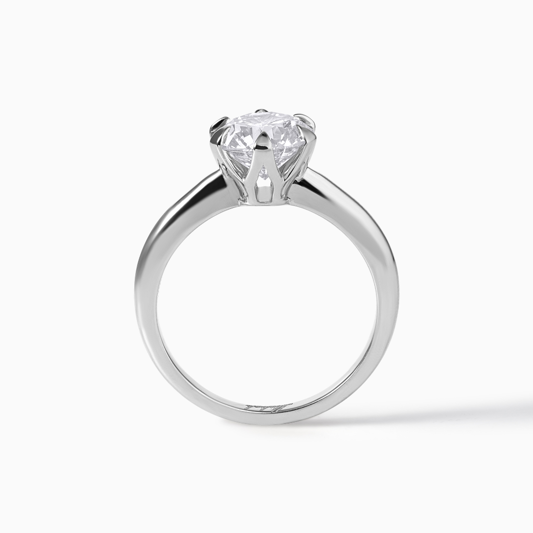Moissanite Engagement Ring Sterling Silver Round Cut Center Stone Solitaire Six Prong Setting Design Bridal Jewelry Diamond Alternative