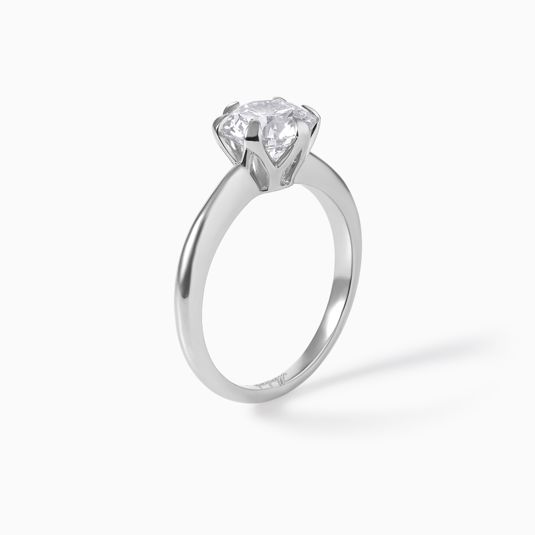 Moissanite Engagement Ring Sterling Silver Round Cut Center Stone Solitaire Six Prong Setting Design Bridal Jewelry Diamond Alternative