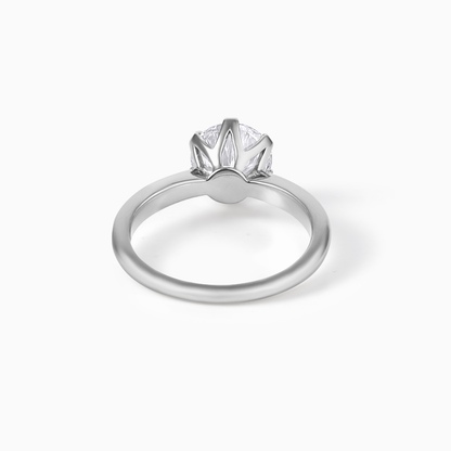 Moissanite Engagement Ring Sterling Silver Round Cut Center Stone Solitaire Six Prong Setting Design Bridal Jewelry Diamond Alternative