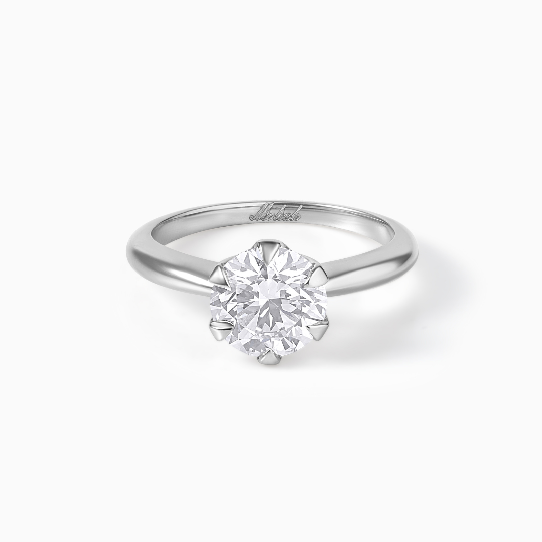 Moissanite Engagement Ring Sterling Silver Round Cut Center Stone Solitaire Six Prong Setting Design Bridal Jewelry Diamond Alternative