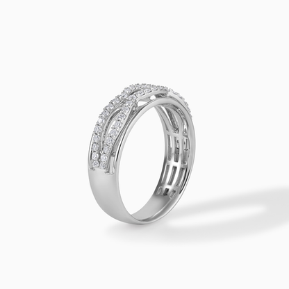 Moissanite Criss-Cross Wedding Band: Wavy Infinity Statement Ring