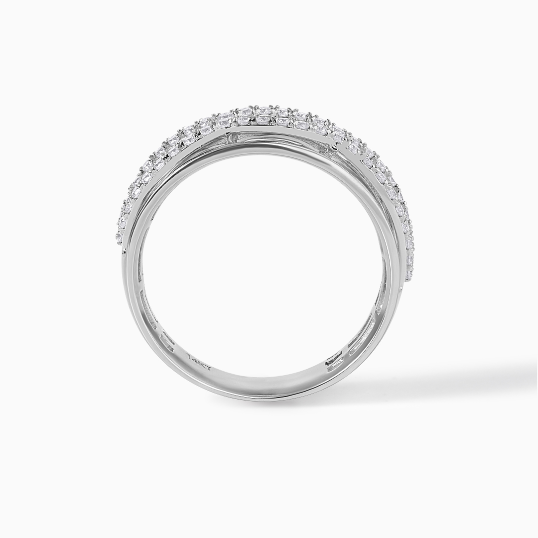 Moissanite Criss-Cross Wedding Band: Wavy Infinity Statement Ring