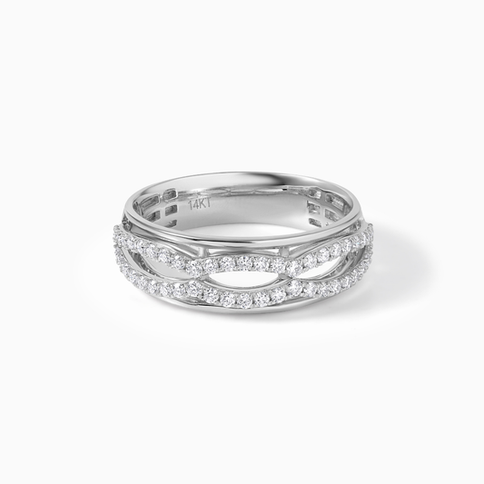 Moissanite Criss-Cross Wedding Band: Wavy Infinity Statement Ring