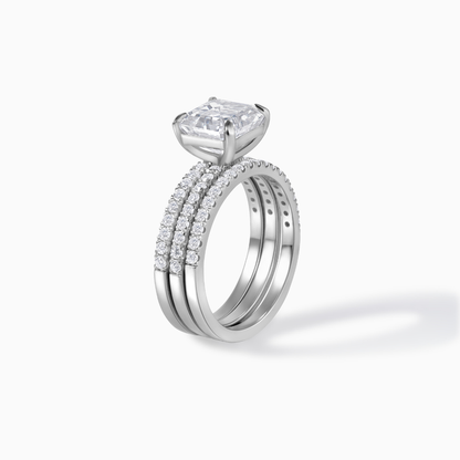 Asscher Moissanite Ring Silver Engagement Band Wedding Jewelry Bridal Accessory Elegant Statement Piece Square Cut Diamond Alternative Lab