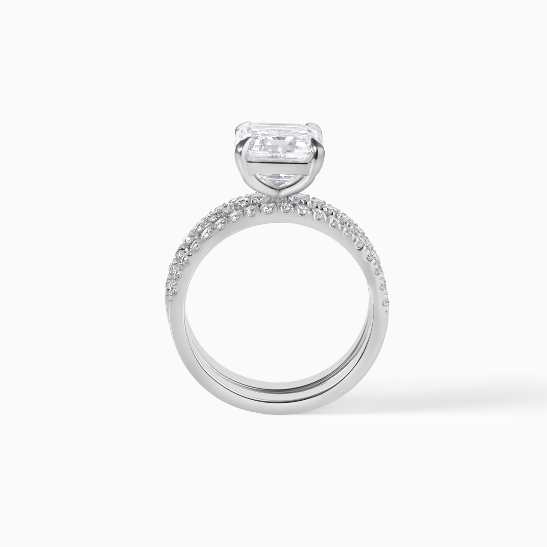 Asscher Moissanite Ring Silver Engagement Band Wedding Jewelry Bridal Accessory Elegant Statement Piece Square Cut Diamond Alternative Lab