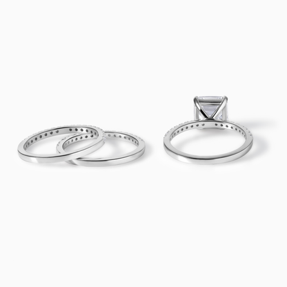 Asscher Moissanite Ring Silver Engagement Band Wedding Jewelry Bridal Accessory Elegant Statement Piece Square Cut Diamond Alternative Lab