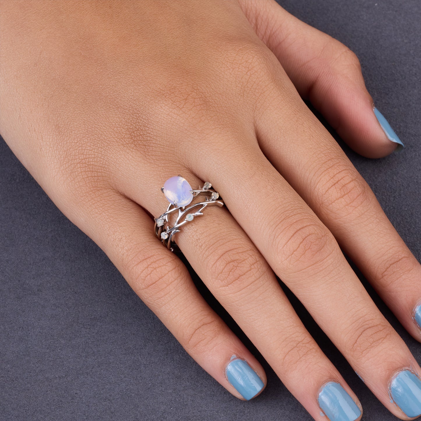 Moonstone Engagement Ring Set