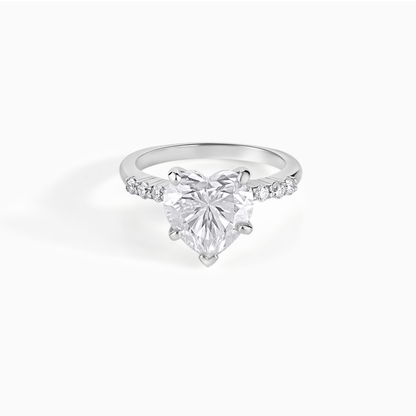 Heart Moissanite Engagement Ring Sterling Silver Diamond Alternative Wedding Band Dainty Elegant