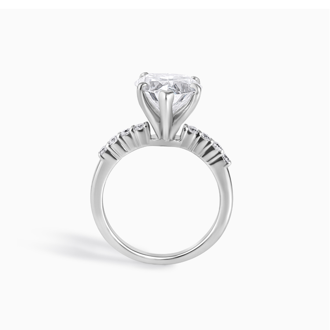Heart Moissanite Engagement Ring Sterling Silver Diamond Alternative Wedding Band Dainty Elegant