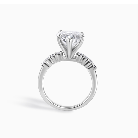 Heart Moissanite Engagement Ring Sterling Silver Diamond Alternative Wedding Band Dainty Elegant