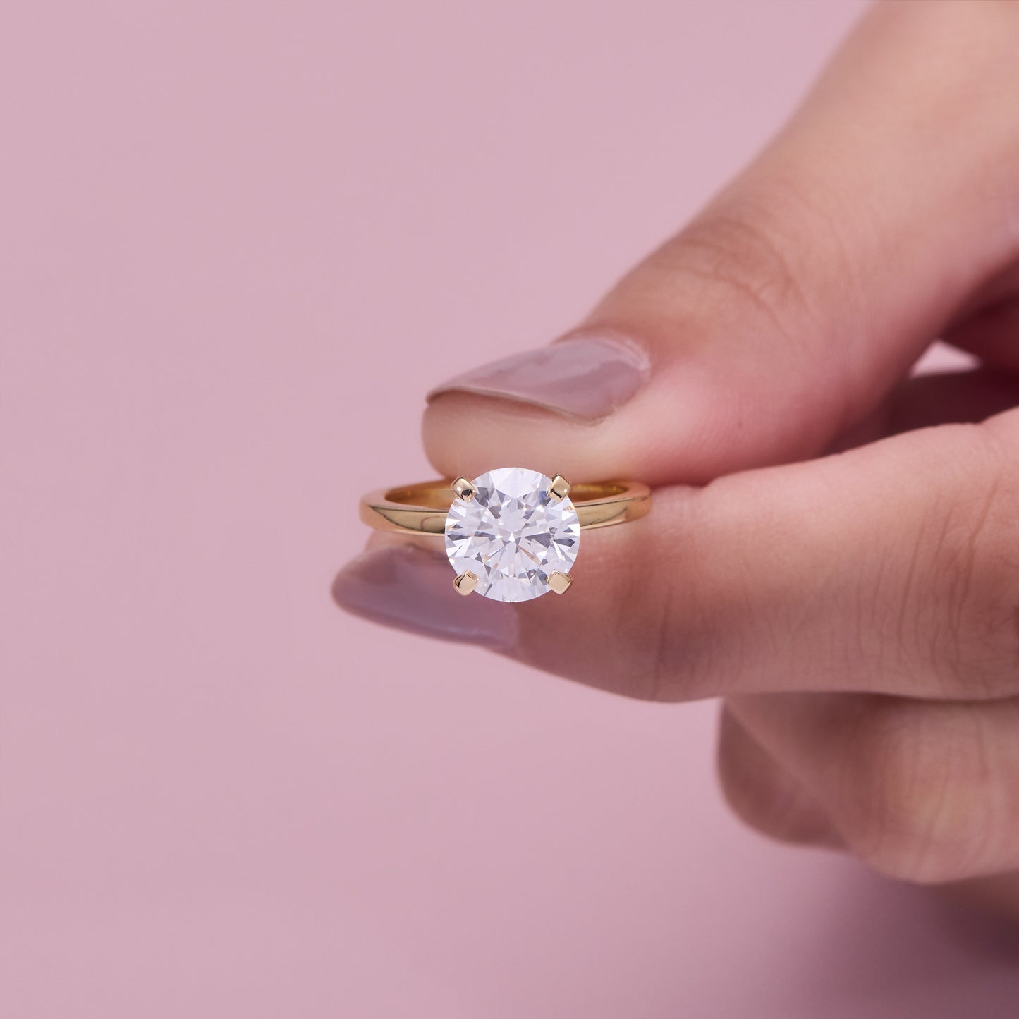 Lab-grown Diamond Solitaire Ring Solid Gold Engagement Round Cut Bridal Jewelry (2.00CT)