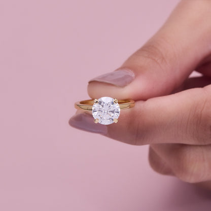 Lab-grown Diamond Solitaire Ring Solid Gold Engagement Round Cut Bridal Jewelry (2.00CT)
