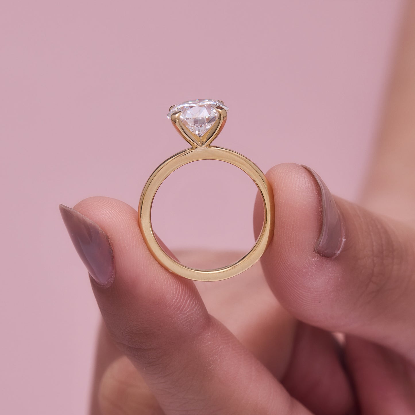 Lab-grown Diamond Solitaire Ring Solid Gold Engagement Round Cut Bridal Jewelry (2.00CT)