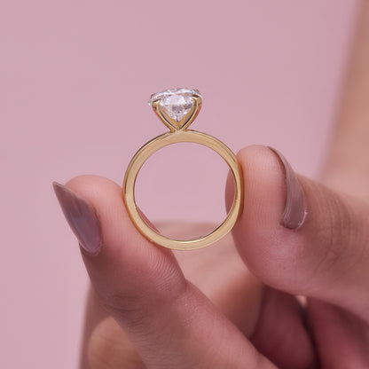Lab-grown Diamond Solitaire Ring Solid Gold Engagement Round Cut Bridal Jewelry (2.00CT)