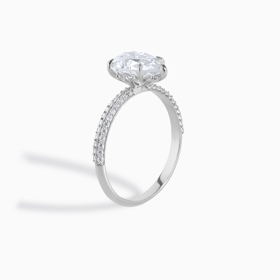 Moissanite Engagement Ring Pear Stone Silver Gold Band Design Mixed Metal Statement Pave Wedding Luxury Bridal Jewelry Gift Anniversary Idea